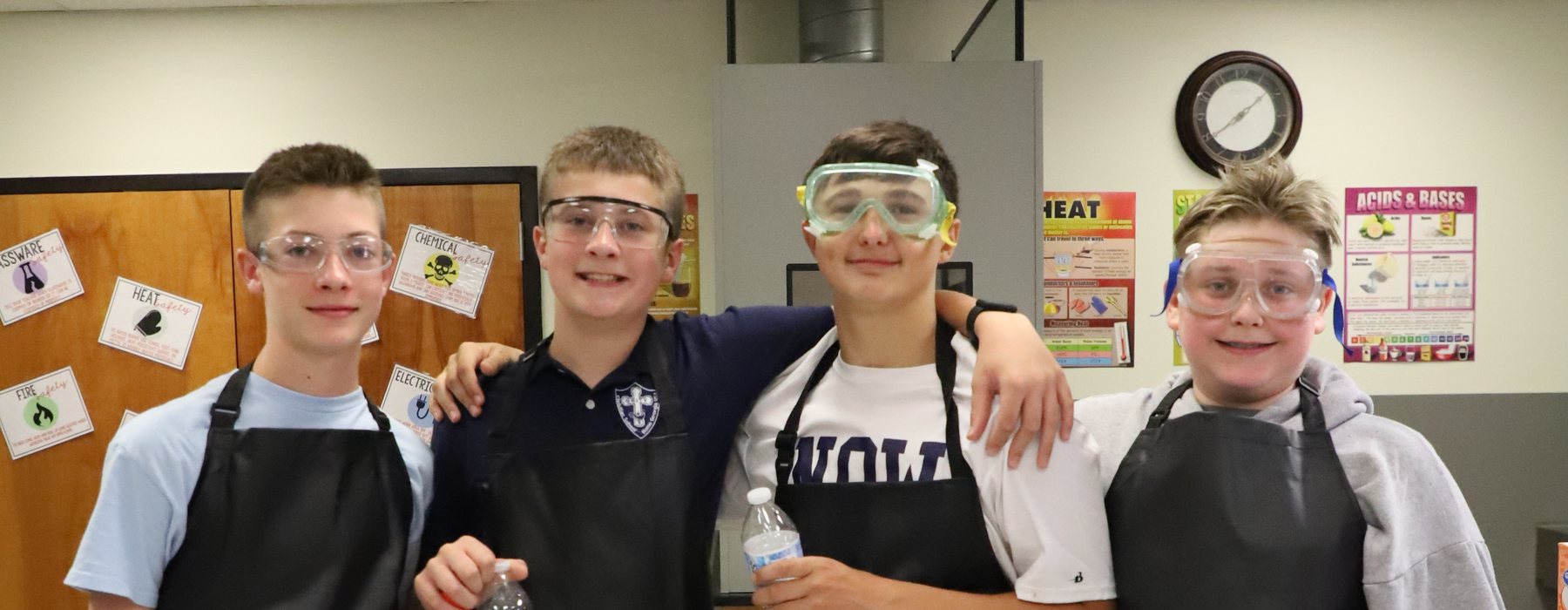 Unity Christian School middle school students in the science lab