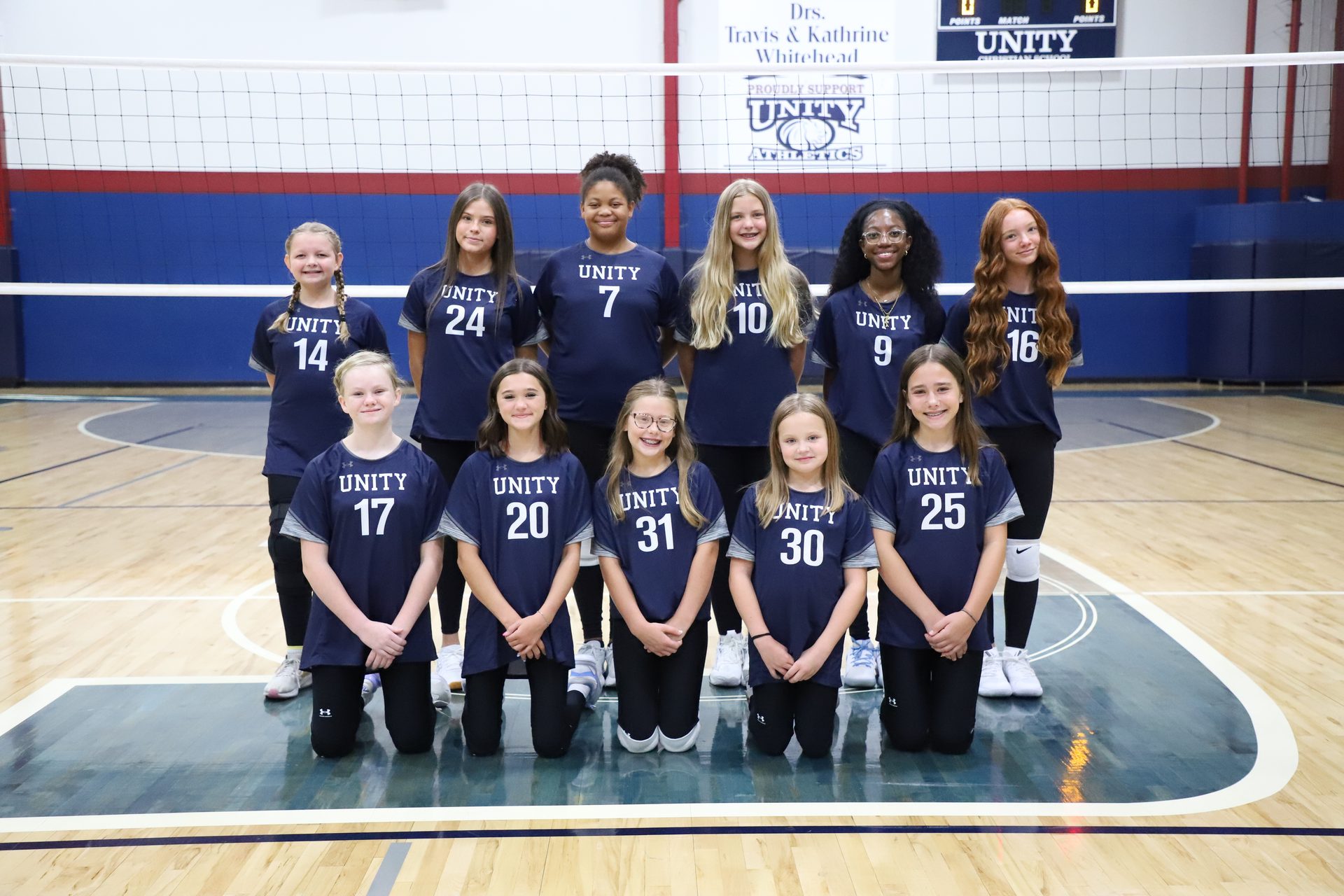 A Unity Christian School middle school volleyball team