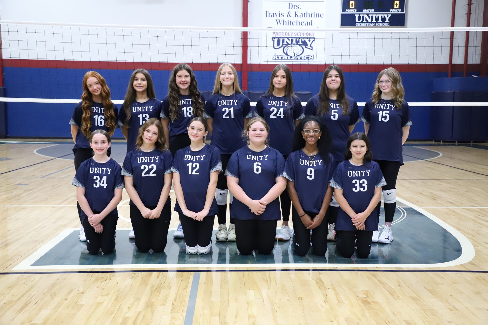A Unity Christian School middle school volleyball team